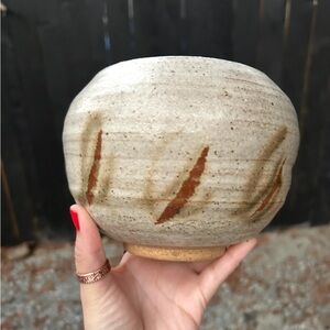 Handcrafted Ceramic Bowl - Brown and Cream pottery art decor